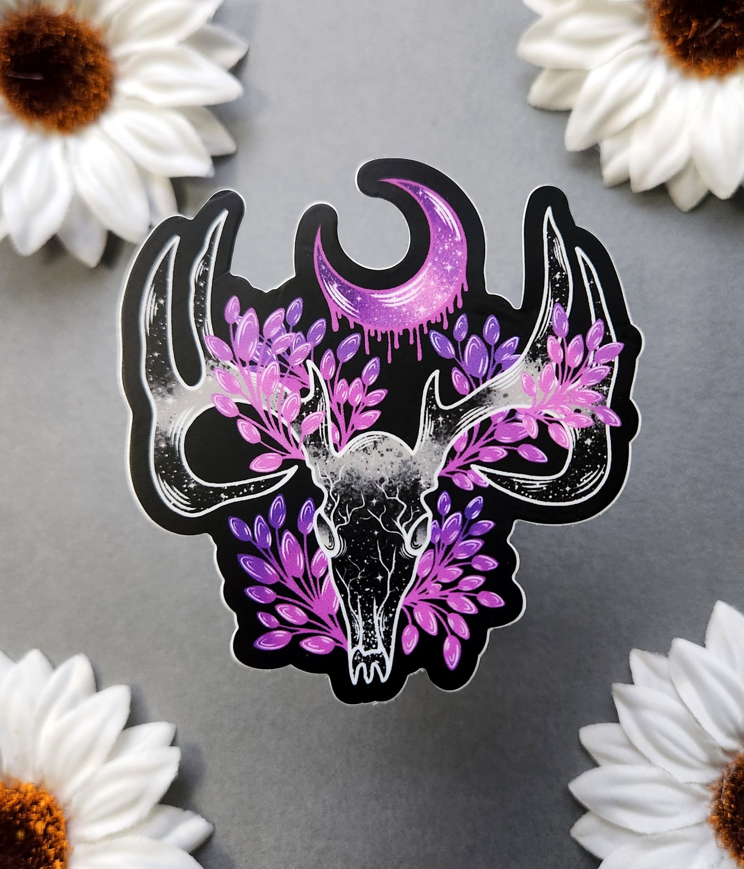 Deer Skull with Bleeding Moon Matte 2.9x3-inch Sticker