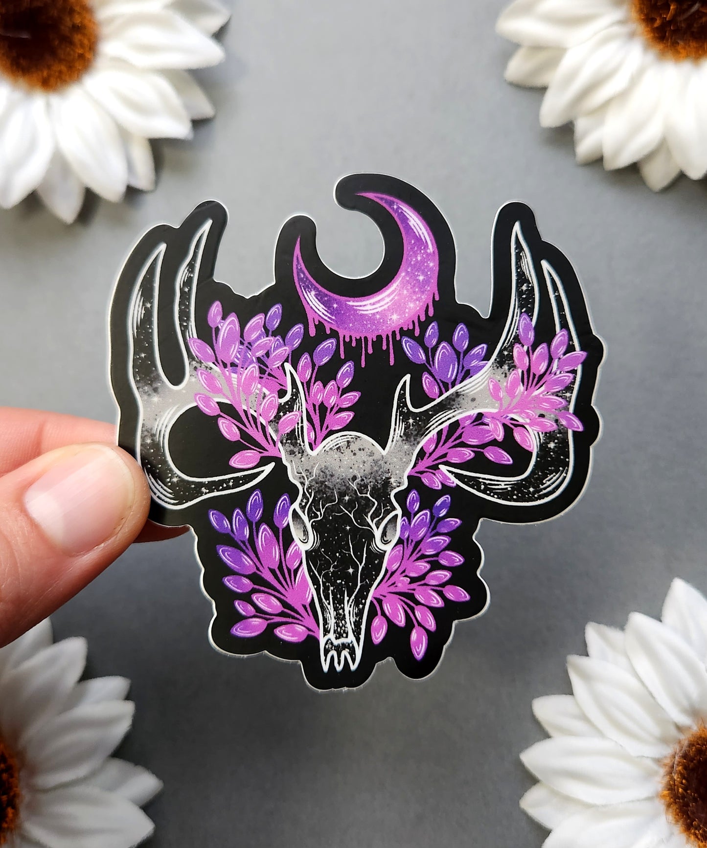 Deer Skull with Bleeding Moon Matte 2.9x3-inch Sticker