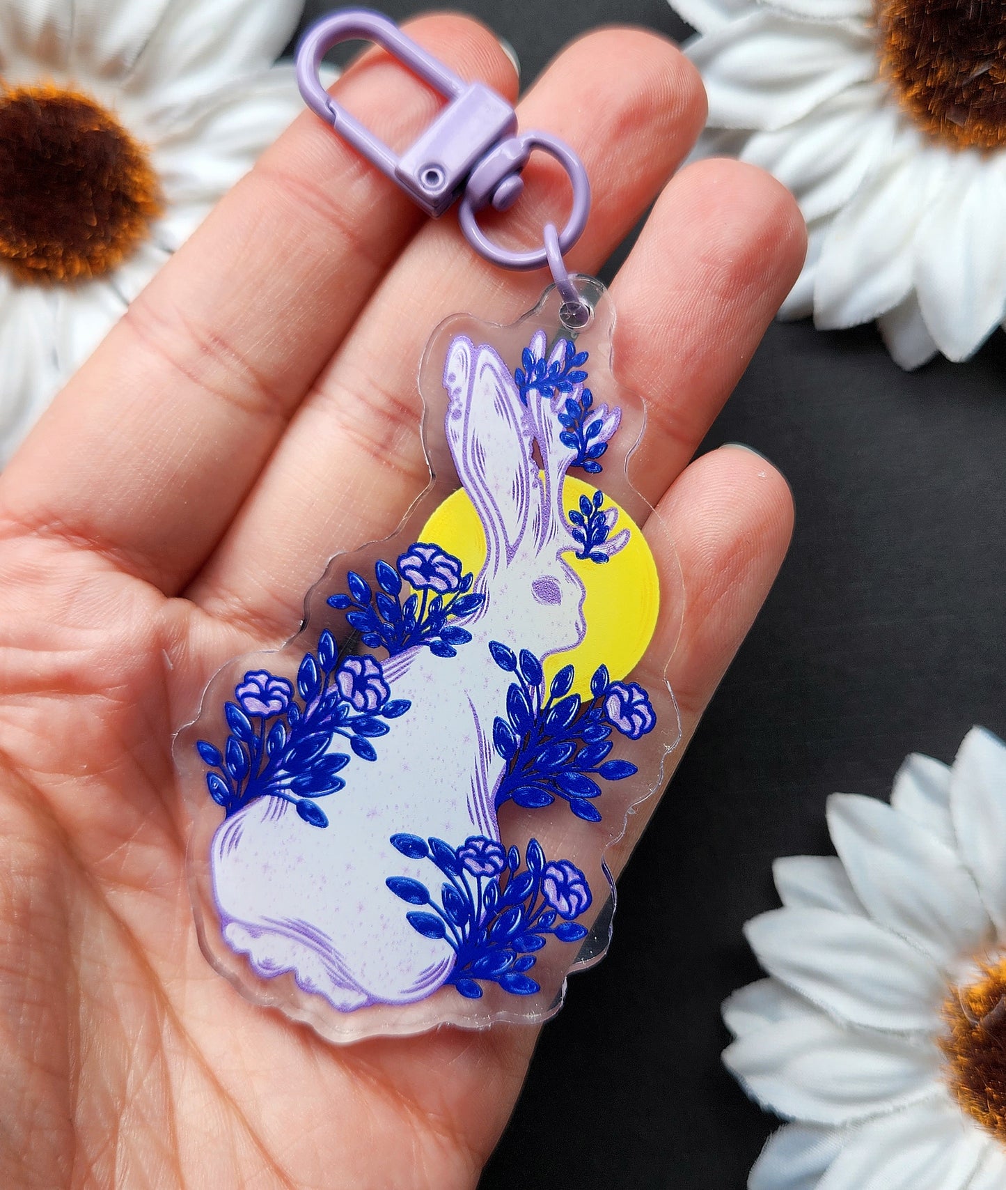 Purple Jackalope With Sun  2.5-inch Acrylic Keychain