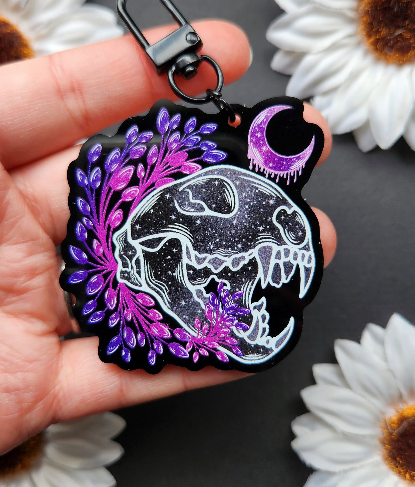 Lynx Skull With Bleeding Moon 2.5-inch Acrylic Keychain