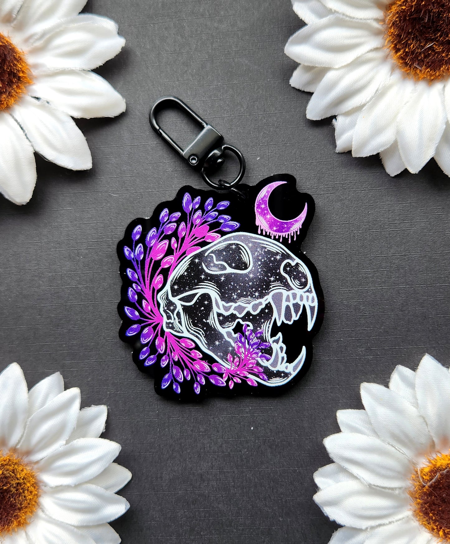 Lynx Skull With Bleeding Moon 2.5-inch Acrylic Keychain