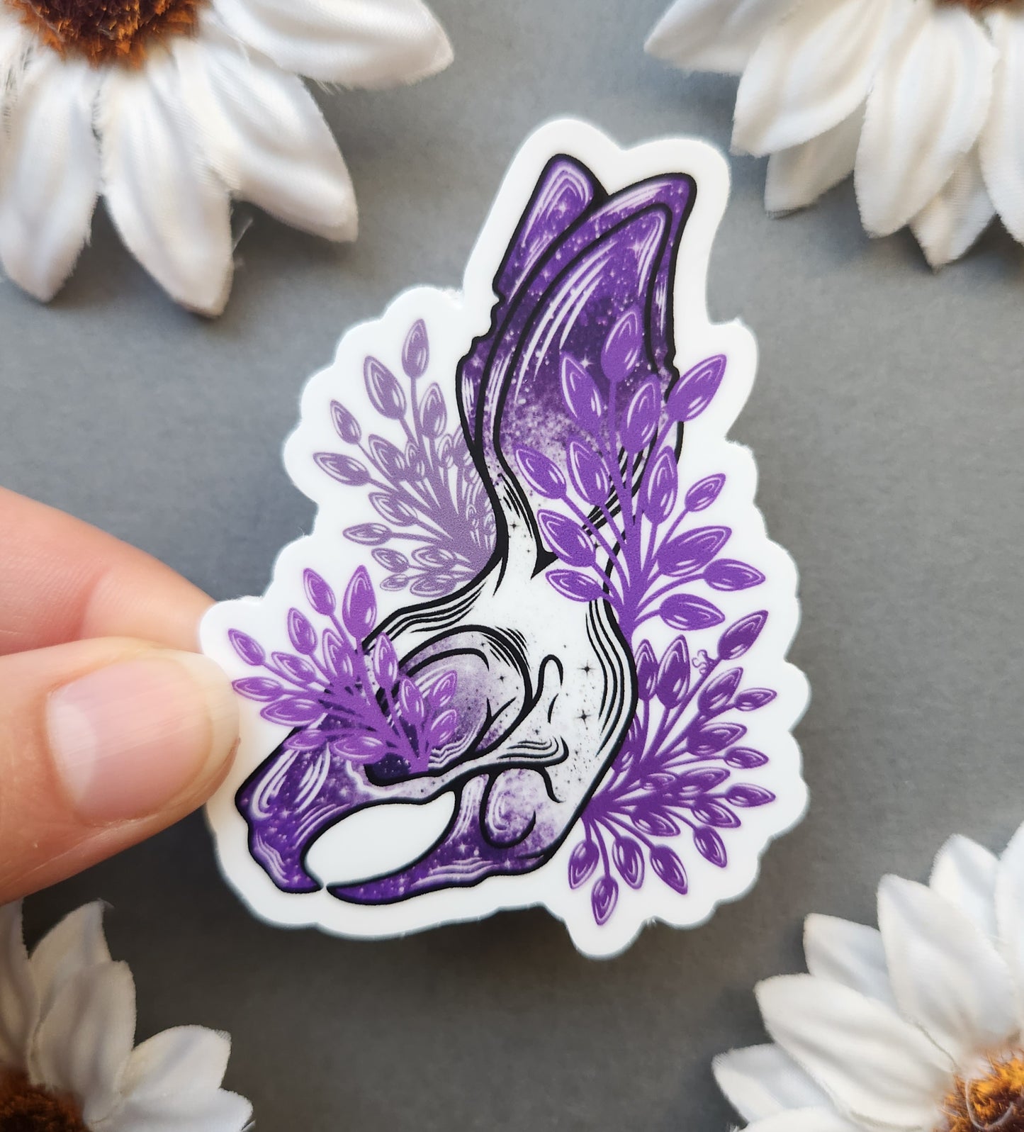 Purple Rabbit Skull Matte 2.4x3-inch Sticker