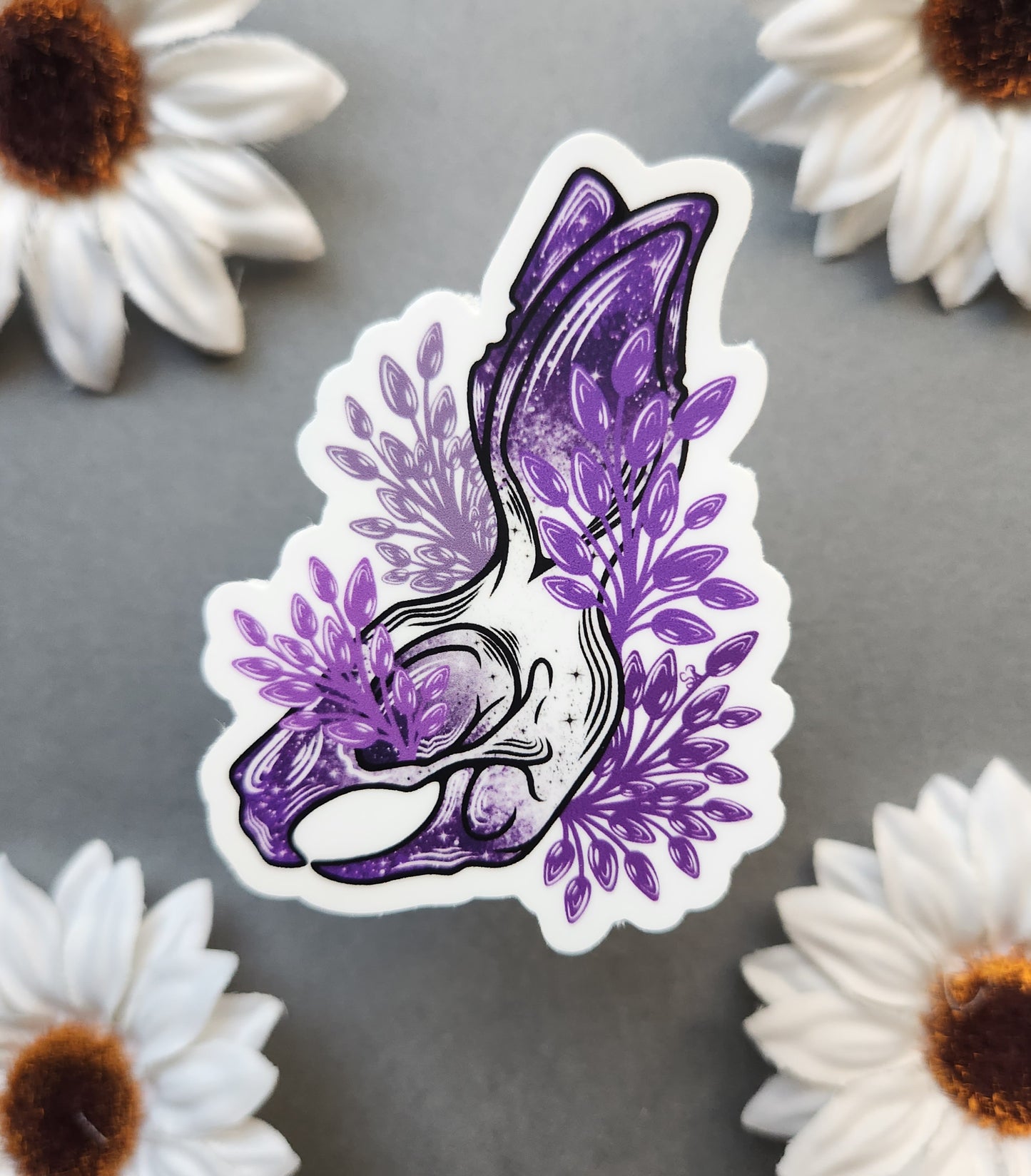 Purple Rabbit Skull Matte 2.4x3-inch Sticker