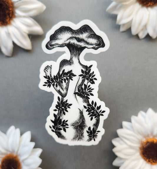 Oyster Mushroom Woman Matte 1.7x3-inch  Sticker