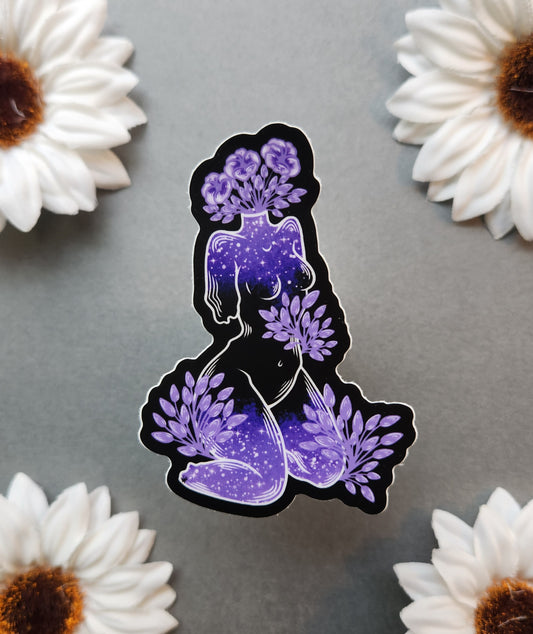Purple Flower Bouquet Woman 2.2x3-inch Matte Sticker