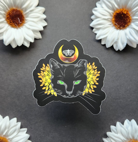 Black Cat With Green Eyes 2.9x3-inch Matte Sticker