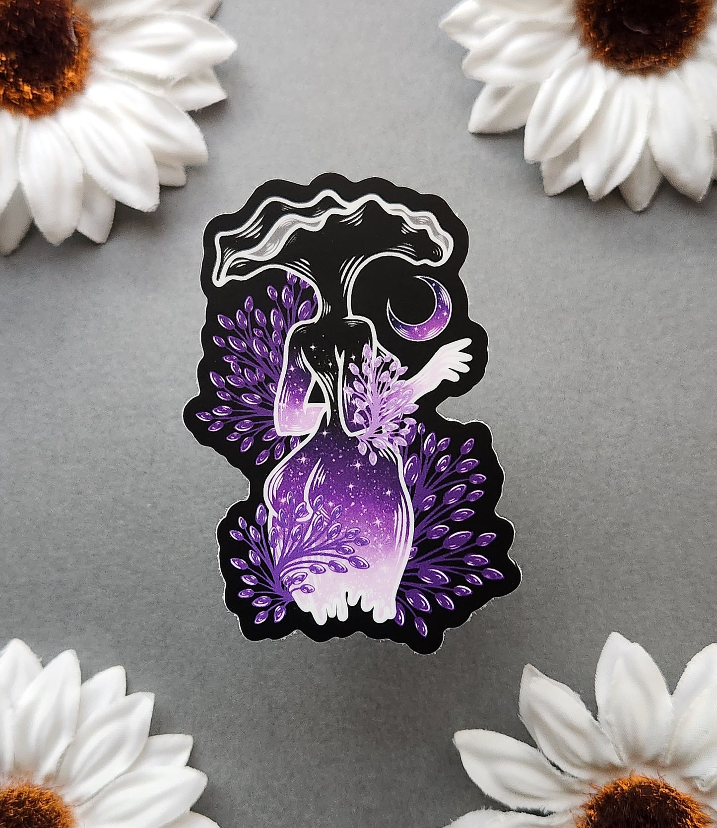 Purple Rainbow Mushroom Woman 2x3-inch Matte Sticker