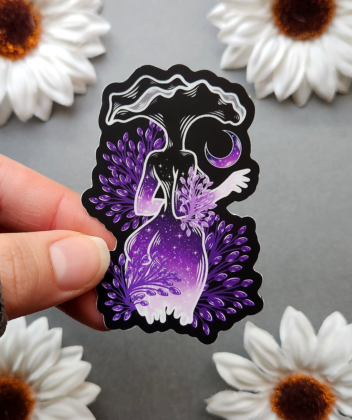 Purple Rainbow Mushroom Woman 2x3-inch Matte Sticker