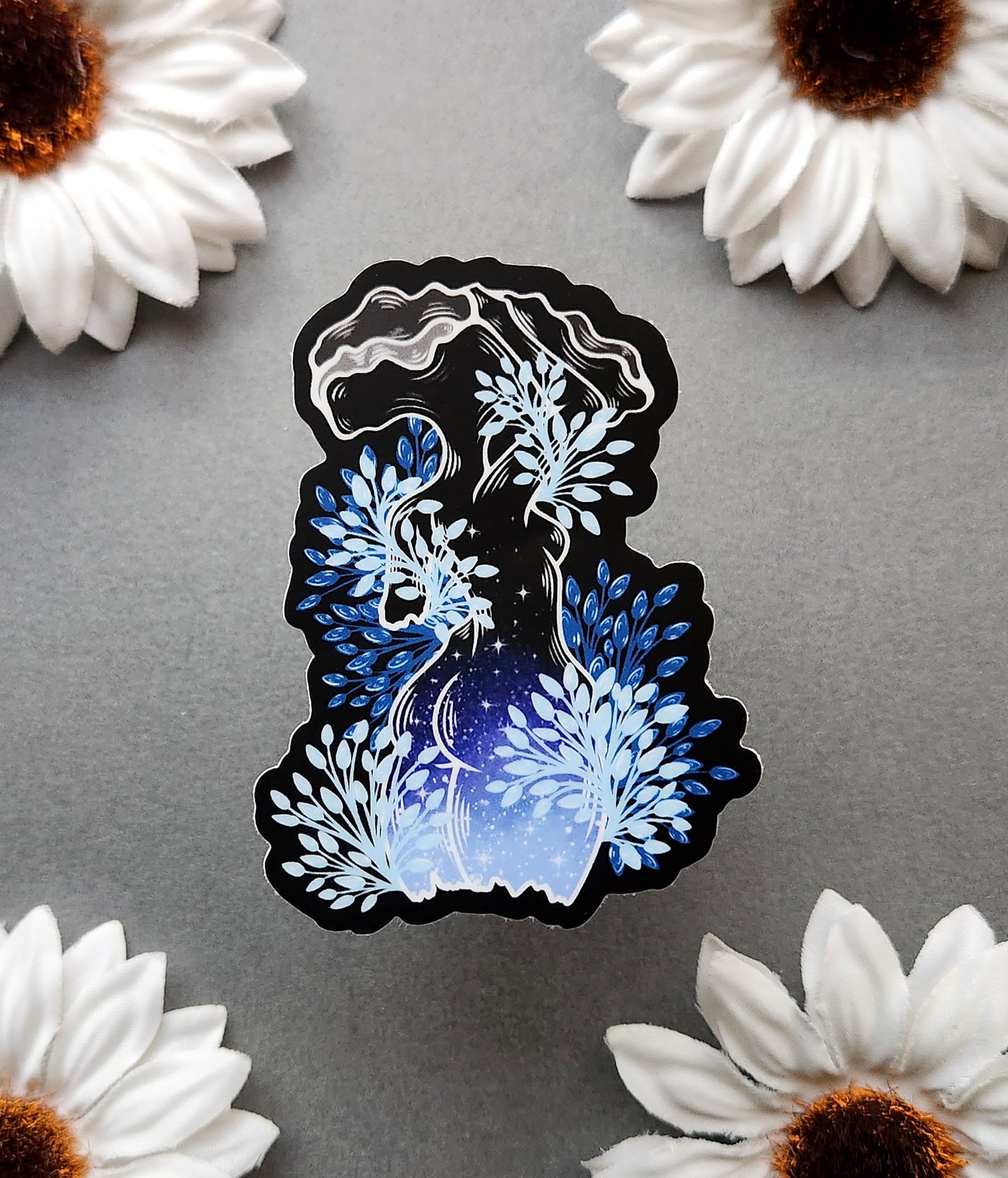 Blue Rainbow Mushroom Woman 2.3x3-inch Matte Sticker