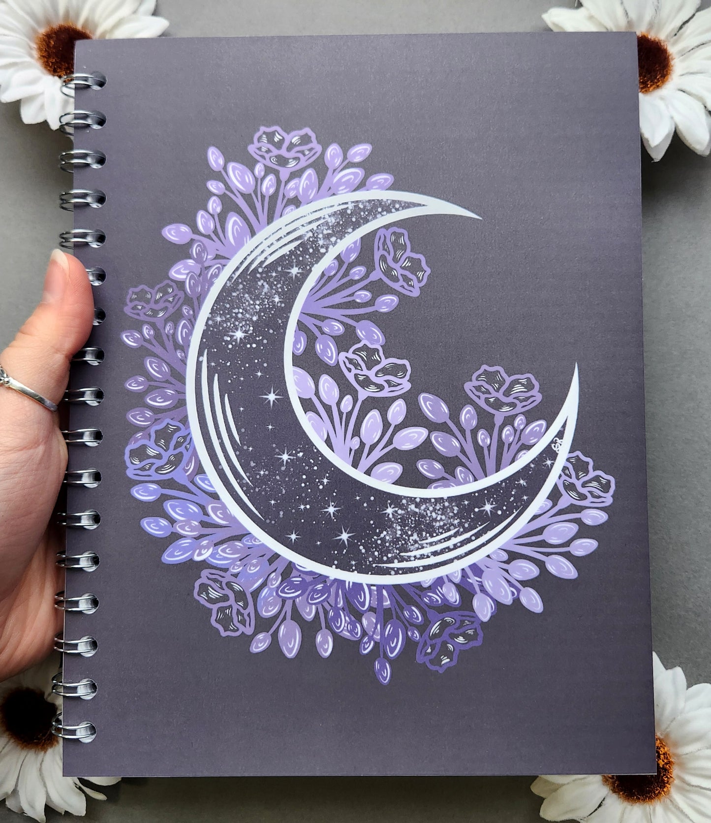 Purple Flower Galaxy Moon 9x7 Matte Notebook