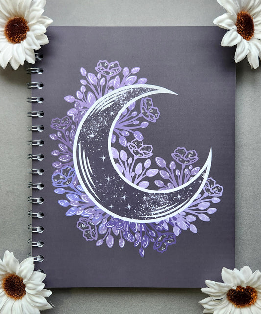 Purple Flower Galaxy Moon 9x7 Matte Notebook