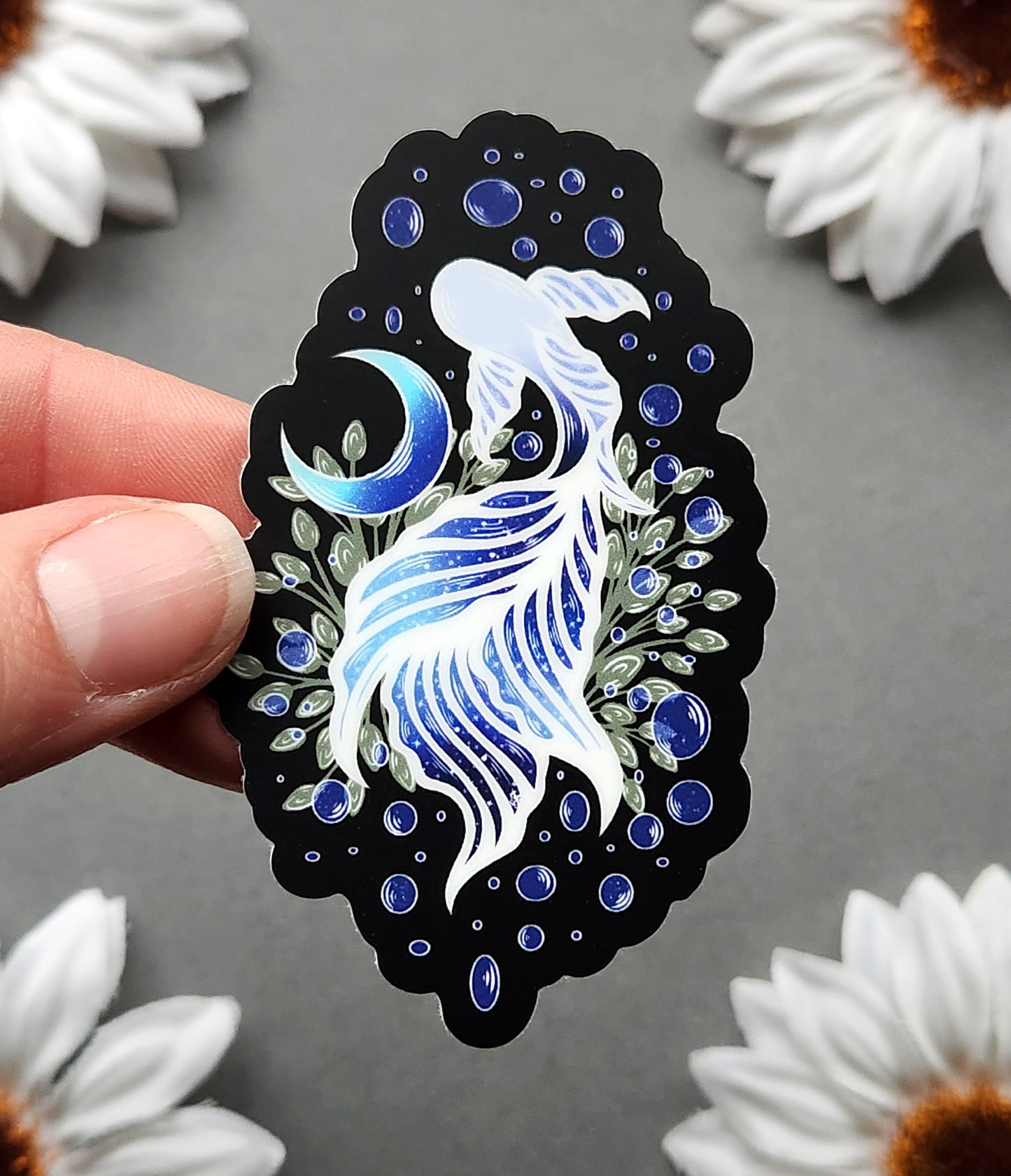 Blue Betta Fish 1.9x3-inch Matte Sticker