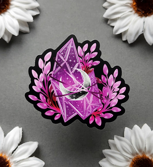 Double Rose Quartz Crystal Matte 3x2.7-inch Sticker