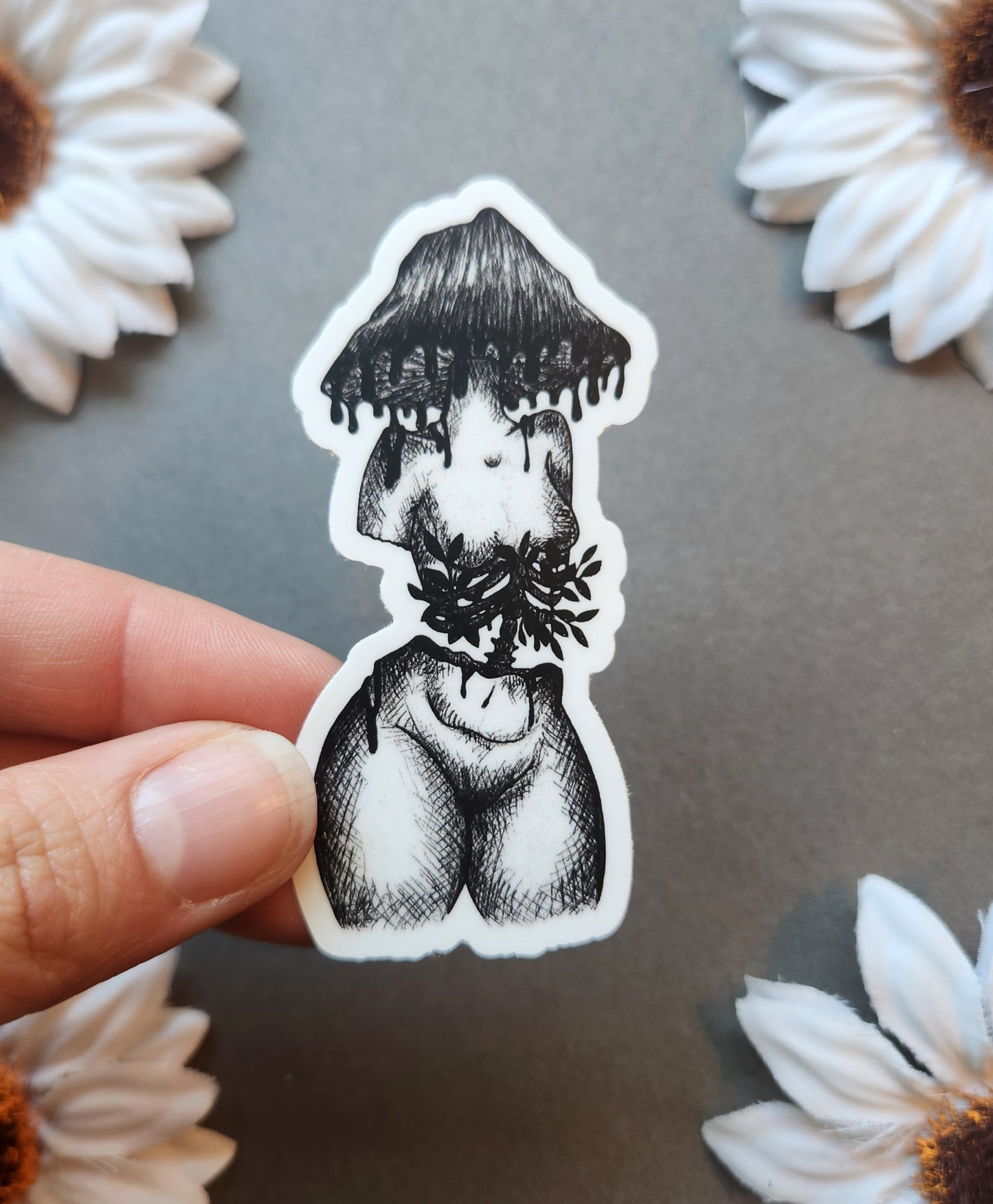 Ribcage Mushroom Woman Matte 1.6x3-inch  Sticker