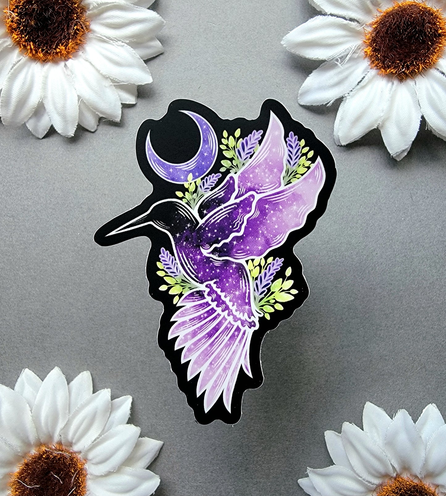 Lavender Hummingbird 2.1×3-inch Matte Sticker