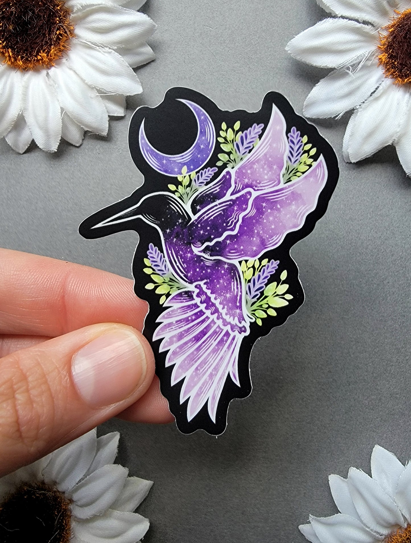 Lavender Hummingbird 2.1×3-inch Matte Sticker