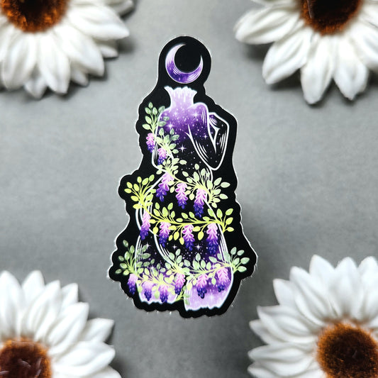 Wisteria Flower Woman 1.6x3-inch Matte Sticker