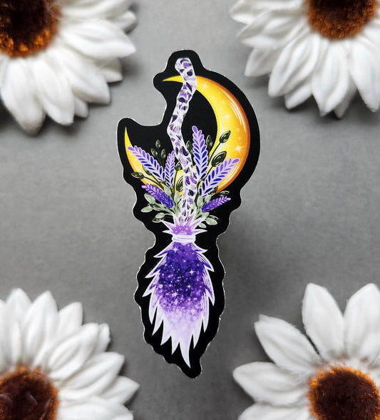 Lavender Broomstick 1.3×3-Inch Matte Sticker