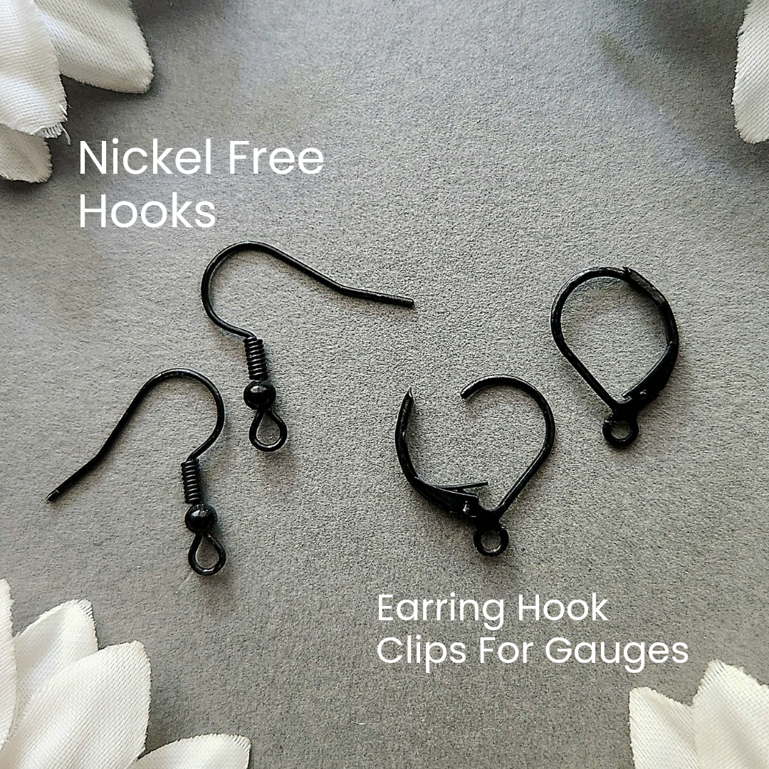 Black Plaited Wrapped Earrings With Dark Blue Glass Beads