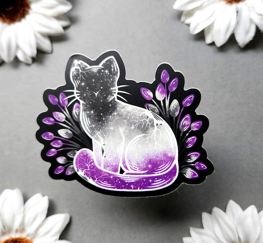 Asexual Galaxy Cat Matte 3x2.6-inch Sticker