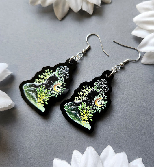 Monstera Woman 1.5-inch Acrylic Earrings