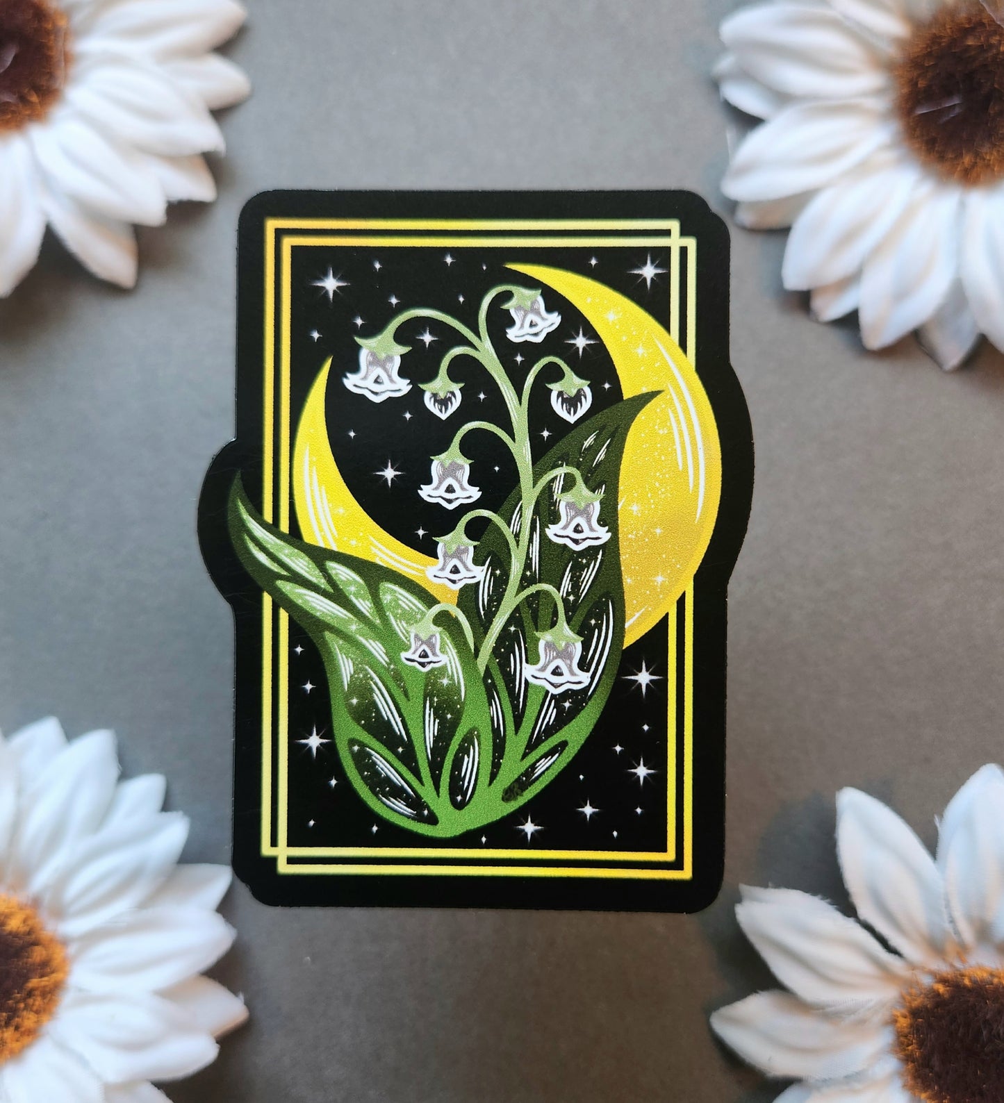 Magnet: Lilly of the Valley Flower with Moon 2.5x3-inch Matte Magnet