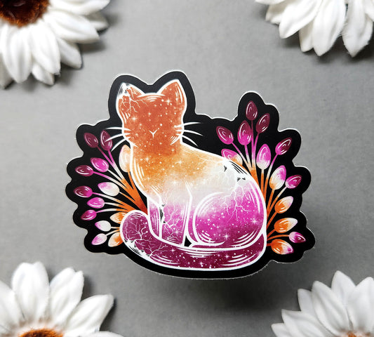 Lesbian Galaxy Cat Matte 3x2.6-inch Sticker