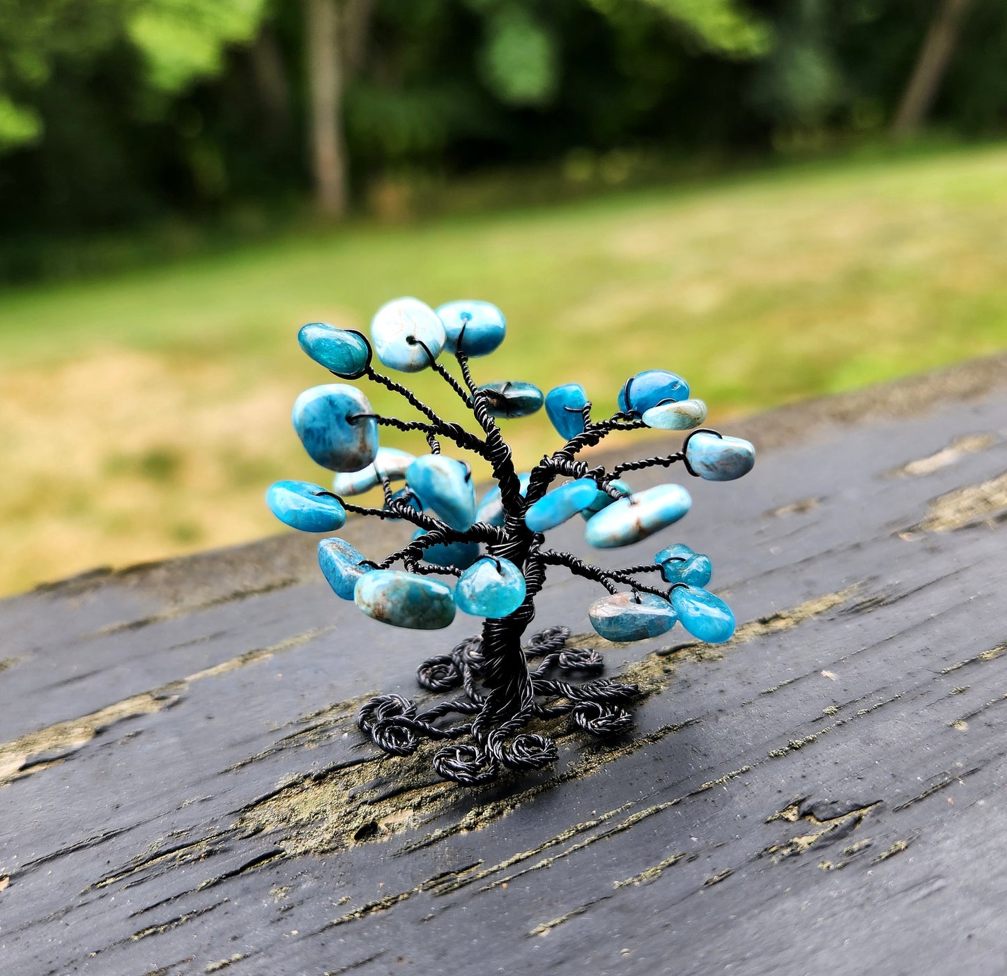 Custom Gemstone Black Plaited Wire Wrapped Tree