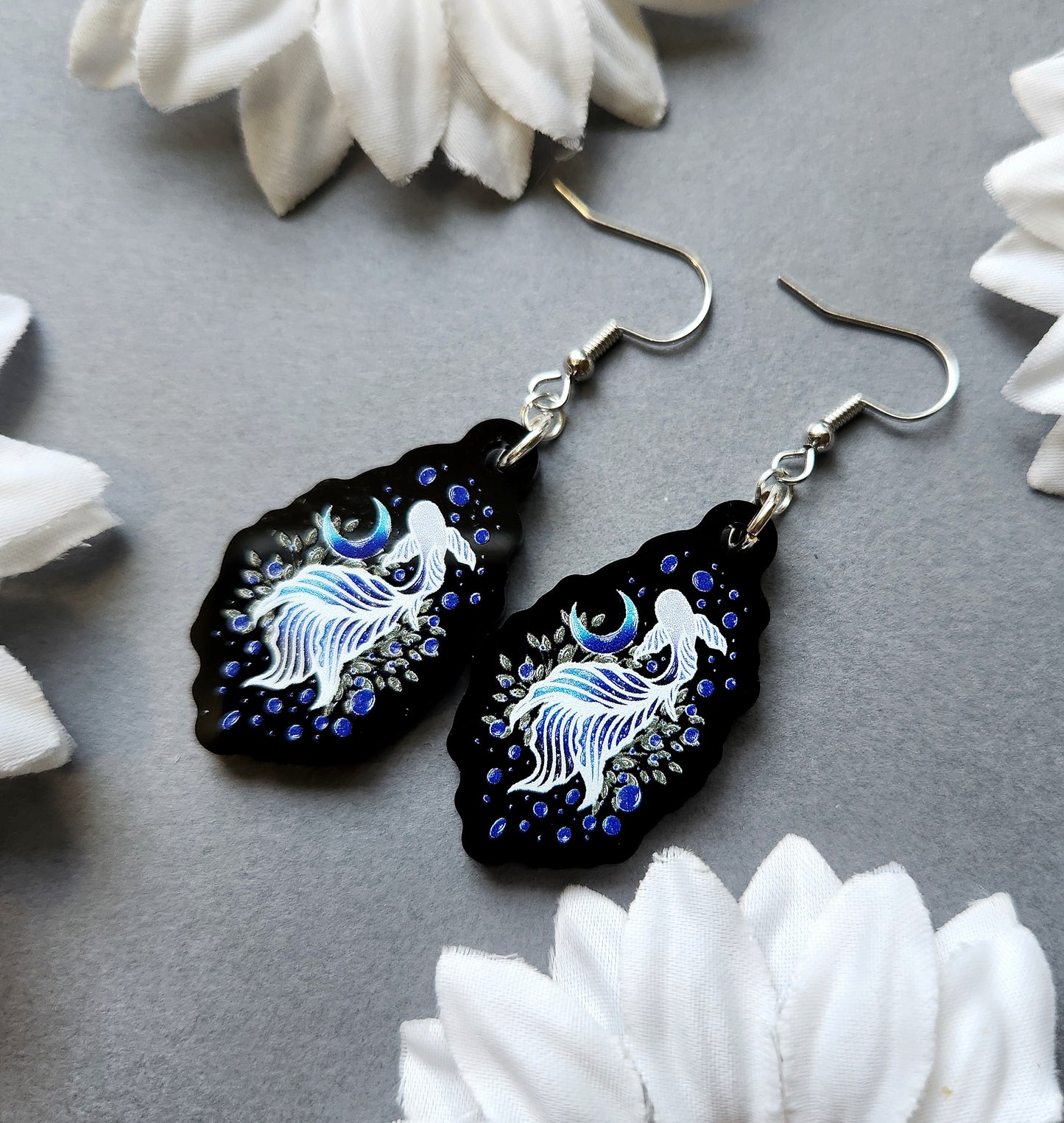 Blue Betta Fish 1.5-inch Acrylic Earrings