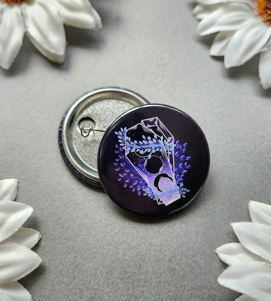 Triple Moon Coffin 1.5-inch Button Pin