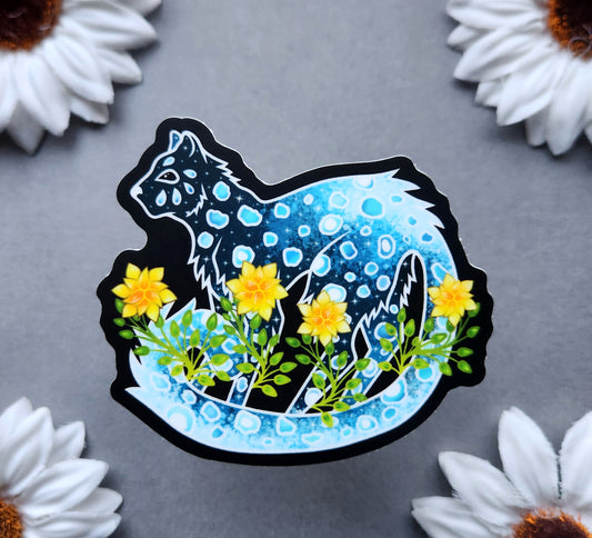 Poinsettia Snow Leopard 3×2.6-inch Matte Sticker