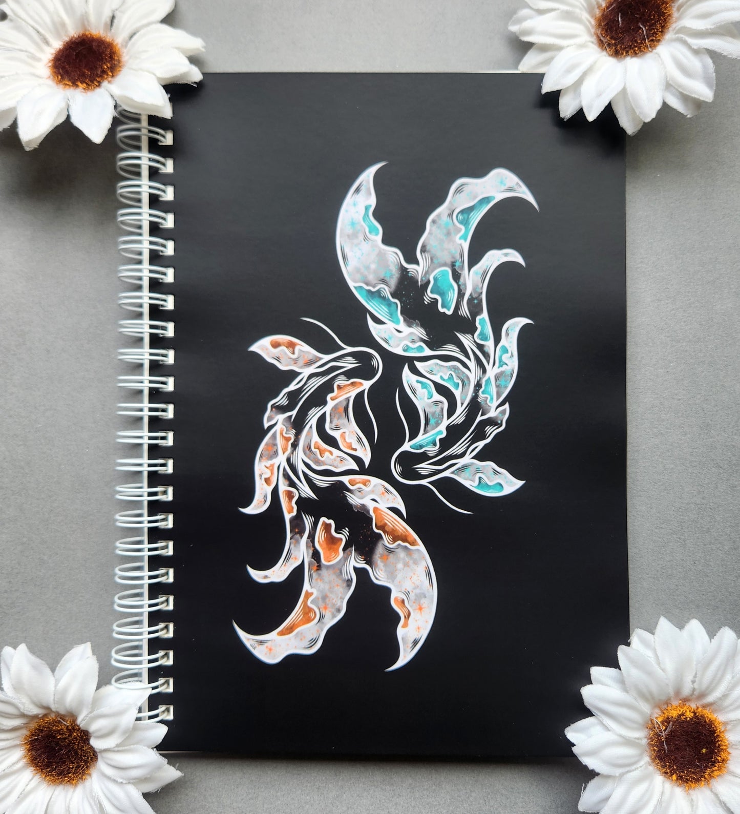 Tangerine and Teal Koi Fish Sticker Book