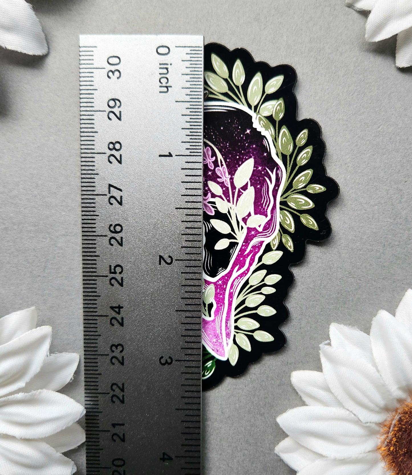 Magnet: Bleeding Heart Flower Crow Skull 2.9x3-inch Magnet