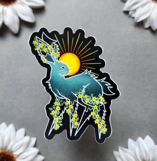 Sunrise Teal Bunny 2.3×3-Inch Matte Sticker