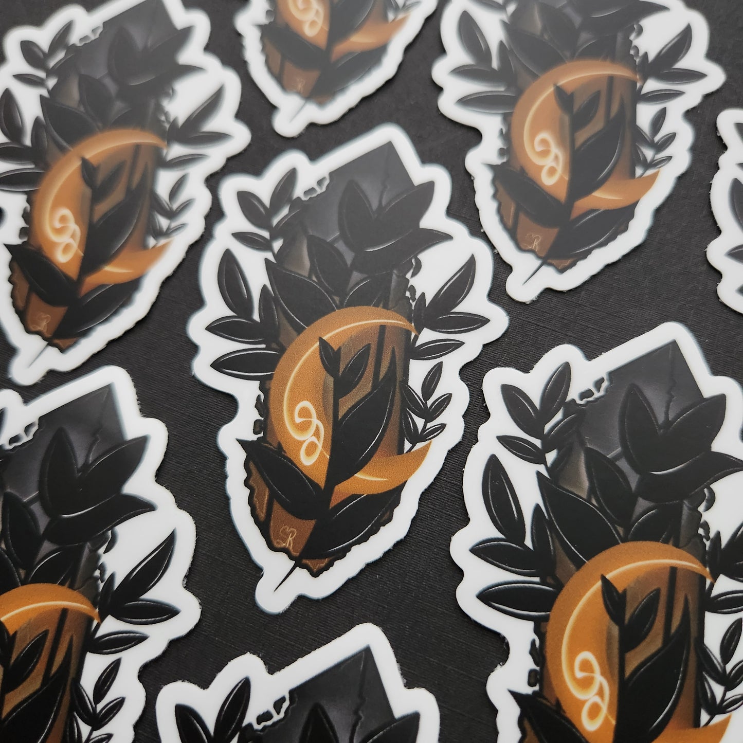 Tourmaline Crystal and Orange Moon Matte 1.9x3-inch Sticker