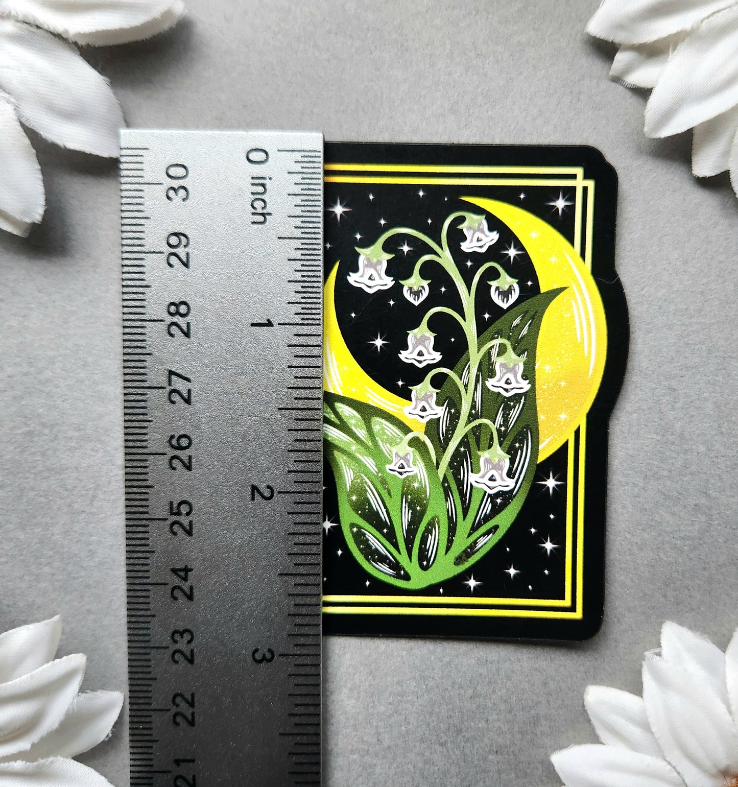 Magnet: Lilly of the Valley Flower with Moon 2.5x3-inch Matte Magnet