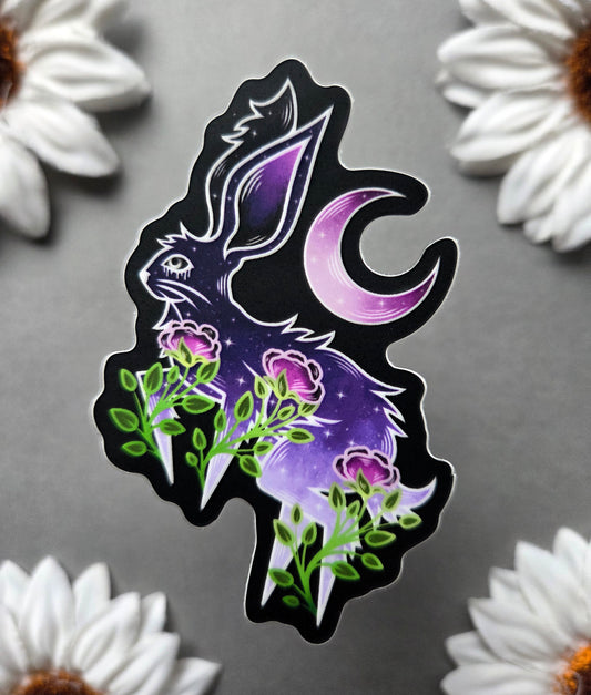 Purple Moon Rabbit 2×3-Inch Matte Sticker