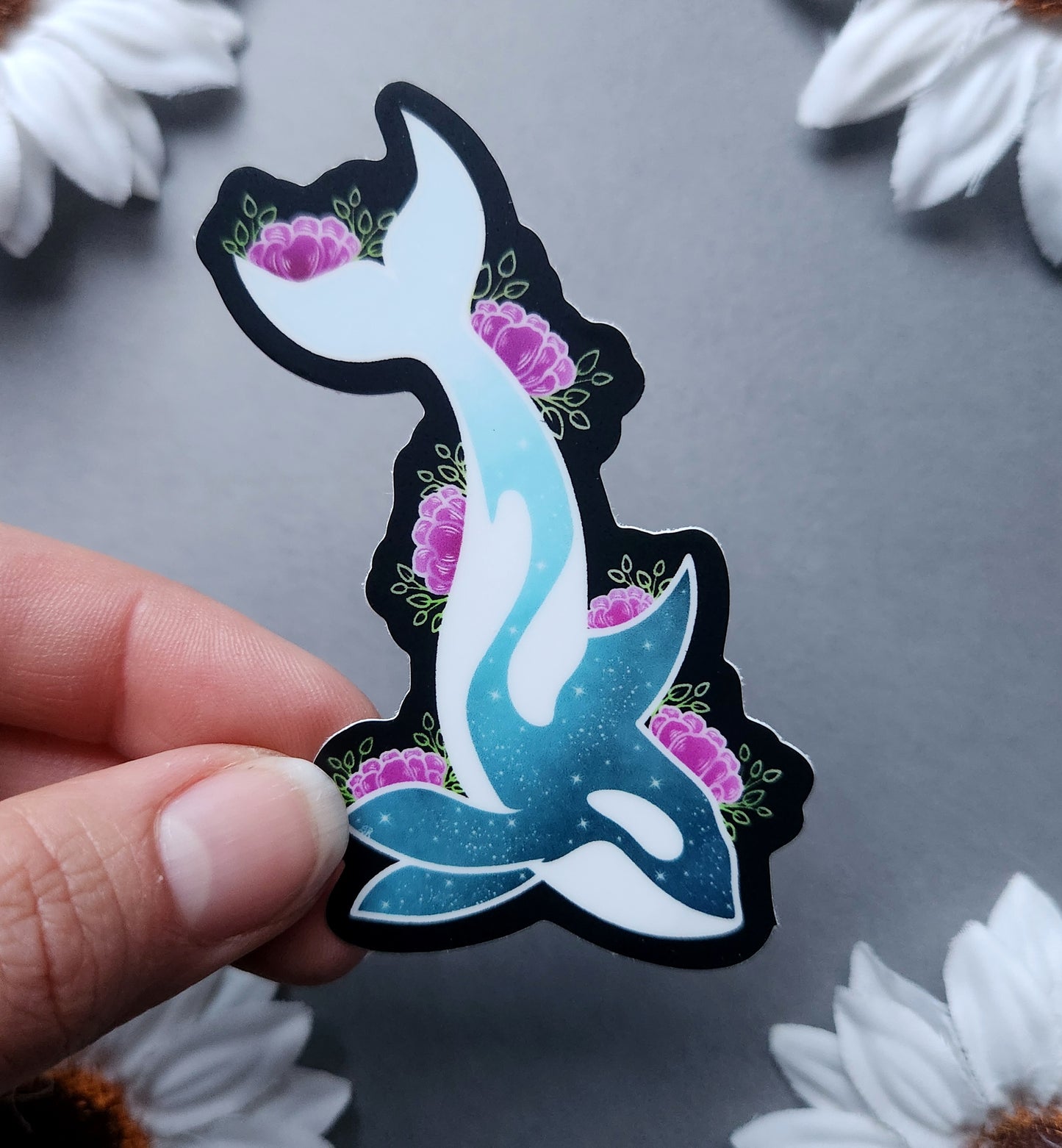 Orca and Tulip 2.6×3-inch Matte Sticker