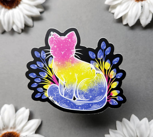 Pansexual Galaxy Cat Matte 3x2.6-inch Sticker
