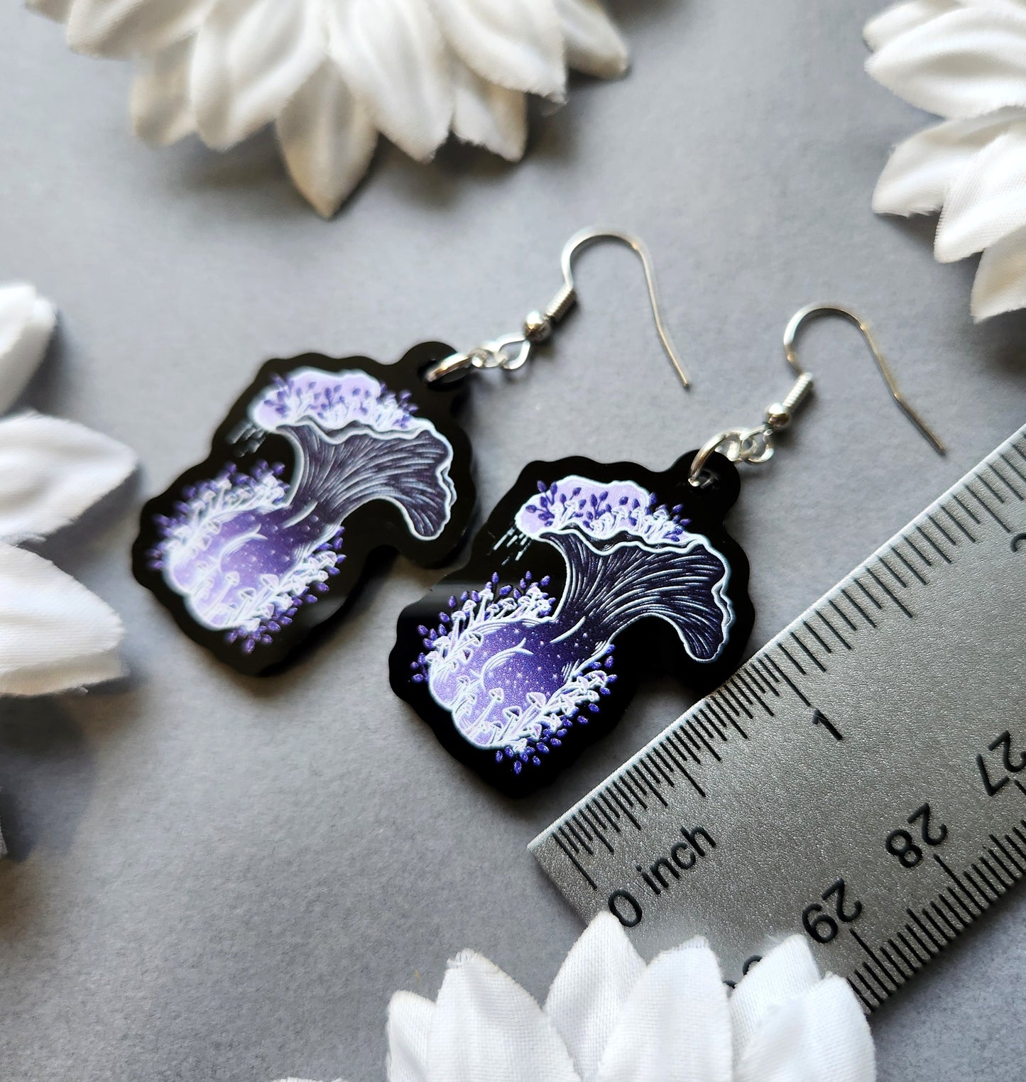 Purple Oyster Mushroom Woman 1.5-inch Acrylic Earrings