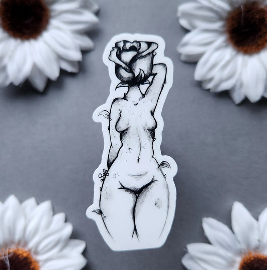 Rose Woman Matte 1.3x3-inch  Sticker