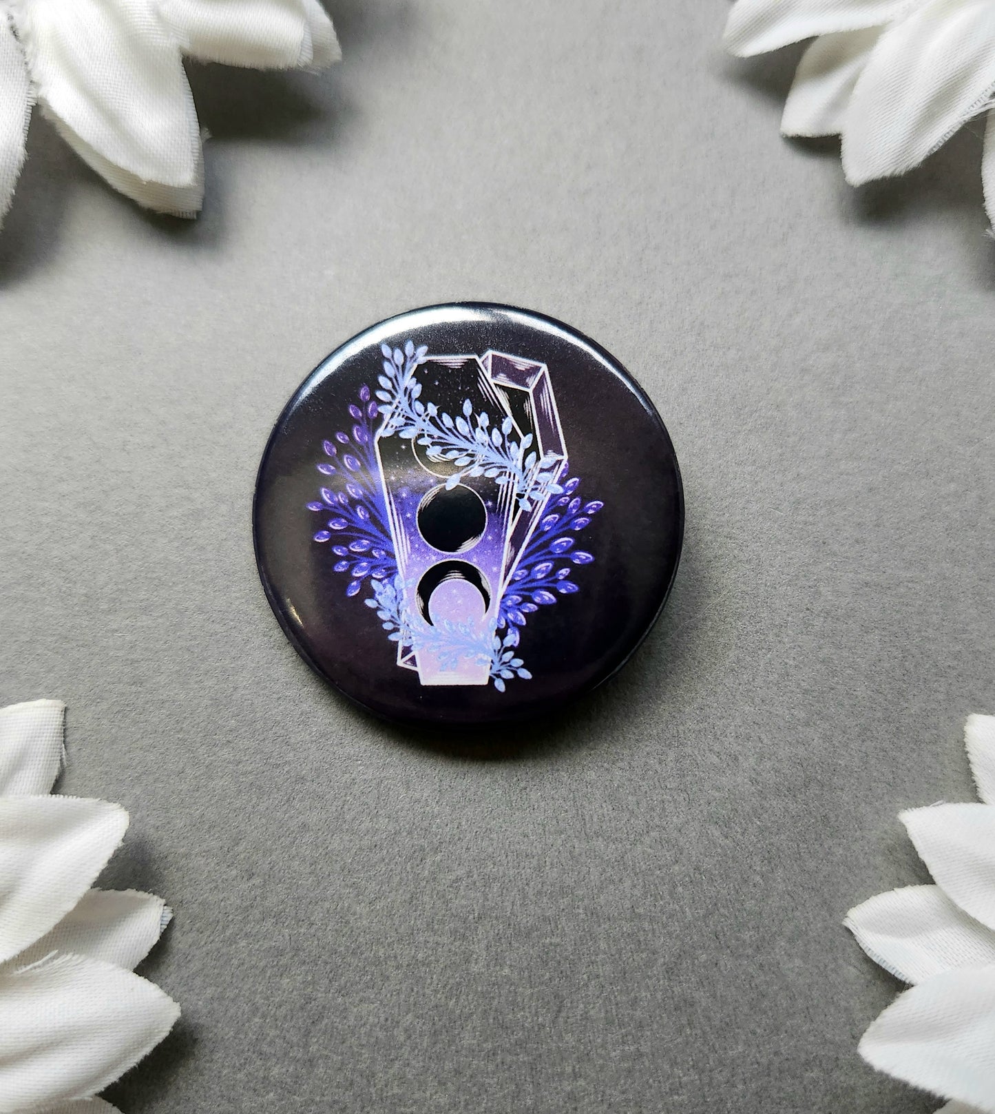 Triple Moon Coffin 1.5-inch Button Pin