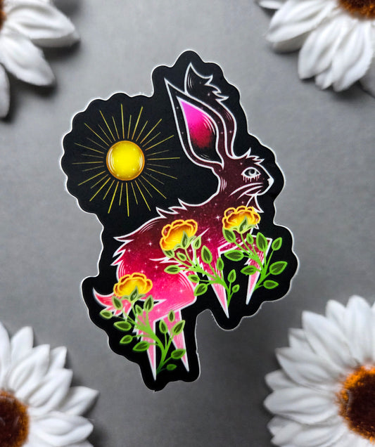 Pink Sun Rabbit  2.1×3-Inch Matte Sticker