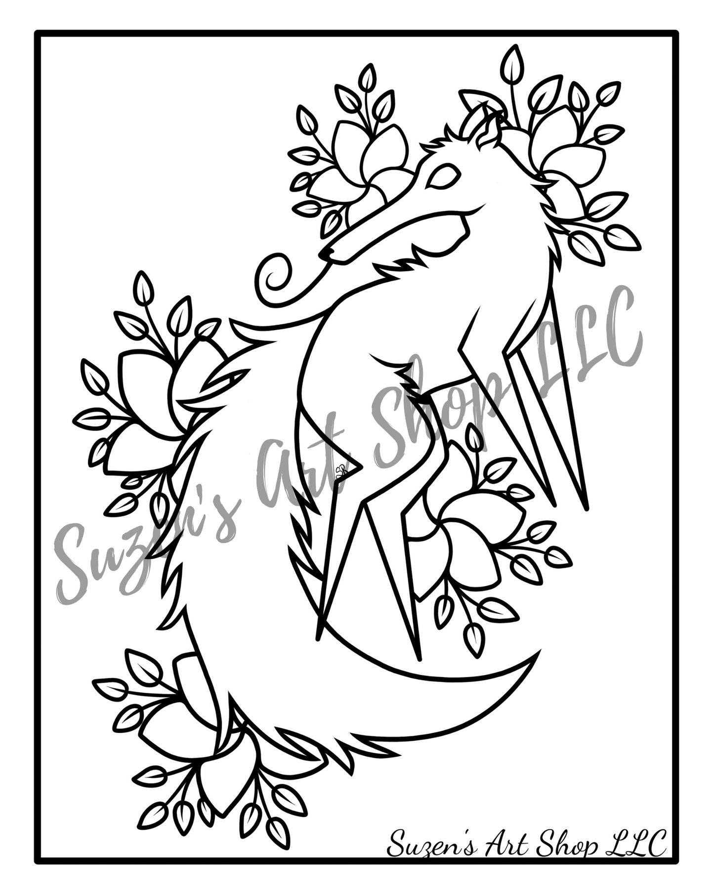 Flower Anteater 8×10-inch Digital Download Coloring Page
