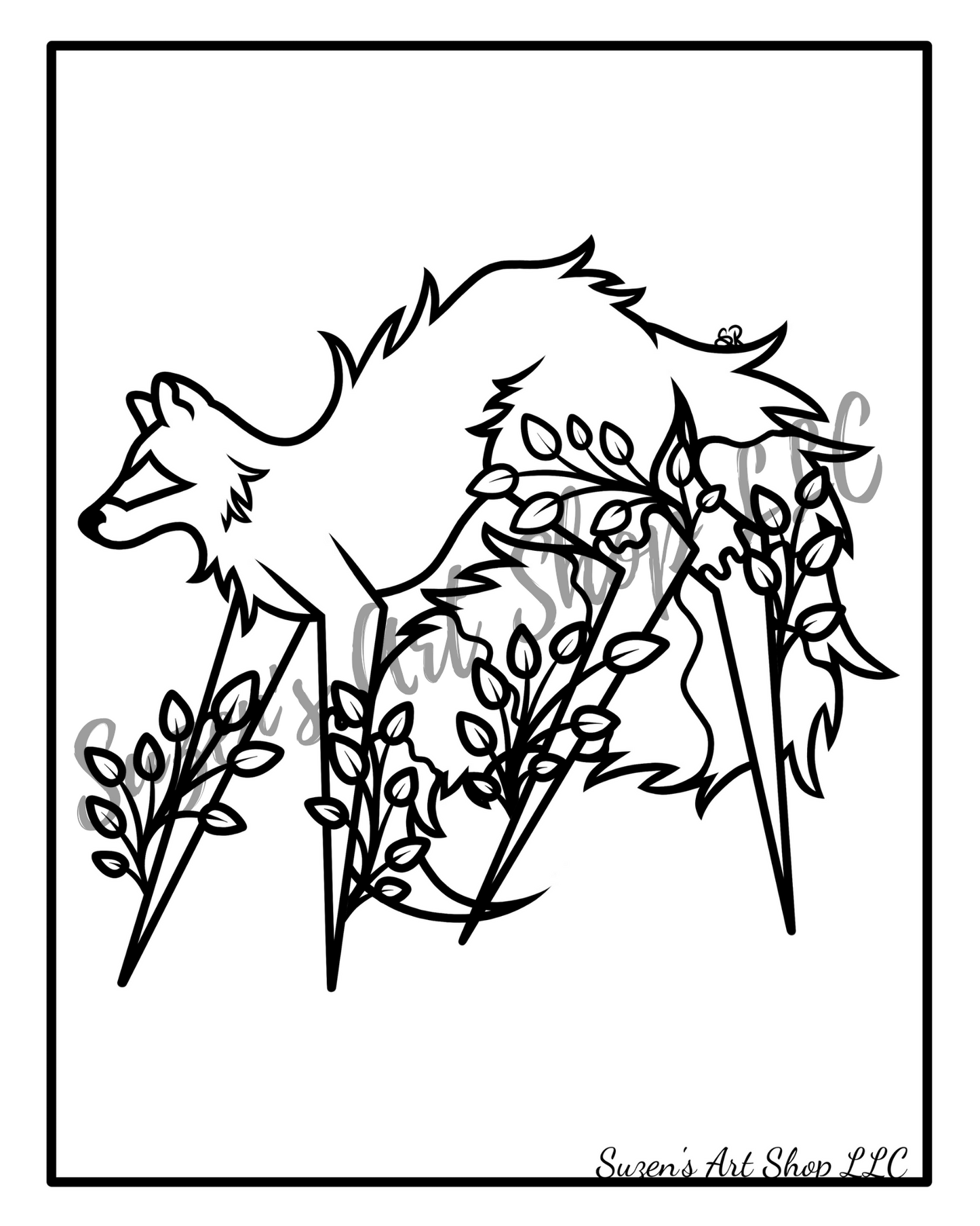 Leaf Covered Racoon 8×10-inch Digital Download Coloring Page