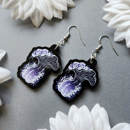 Purple Oyster Mushroom Woman 1.5-inch Acrylic Earrings