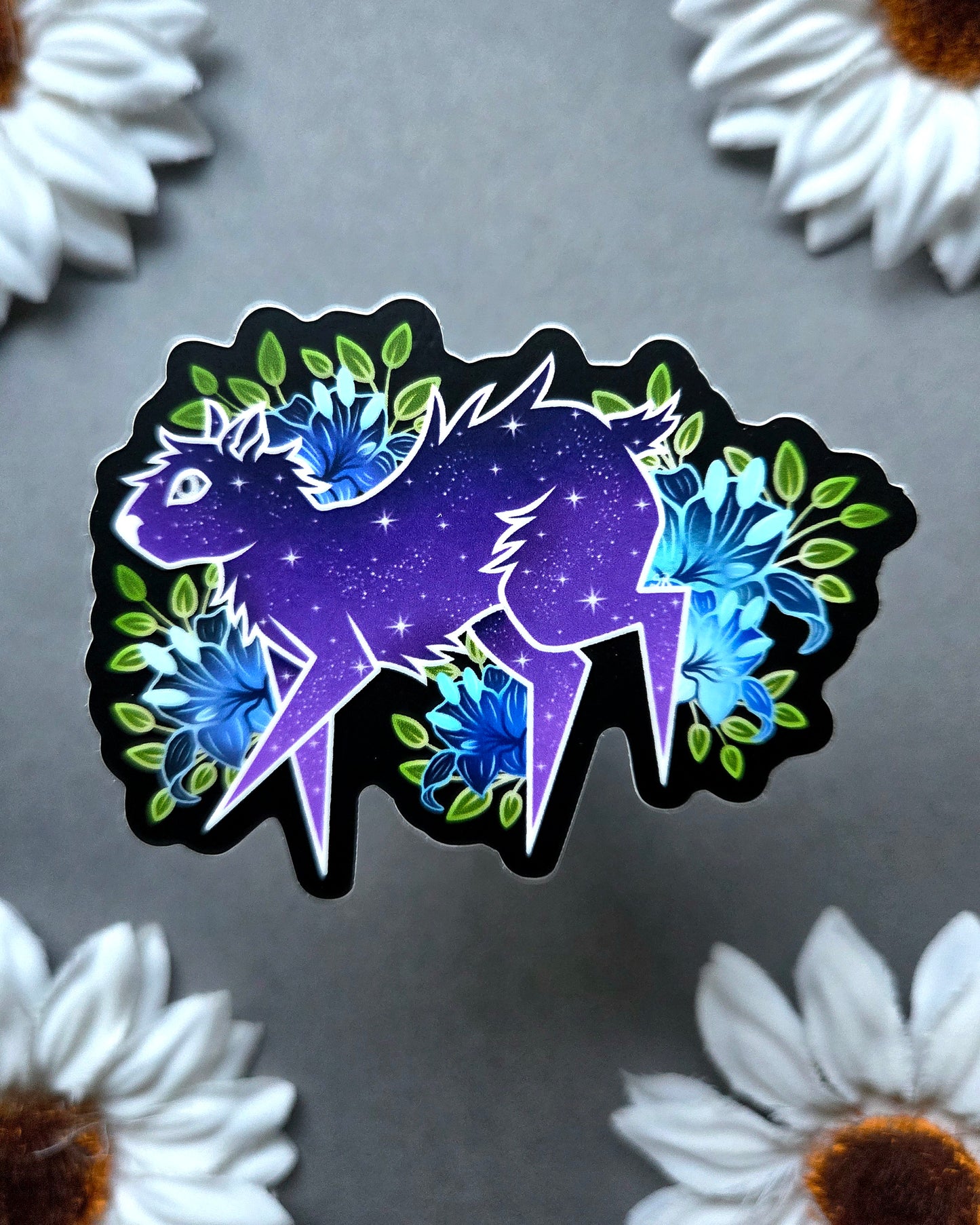 Purple Capybara and Lilies Will it Stick Leg 3×2.1-inch Matte Sticker