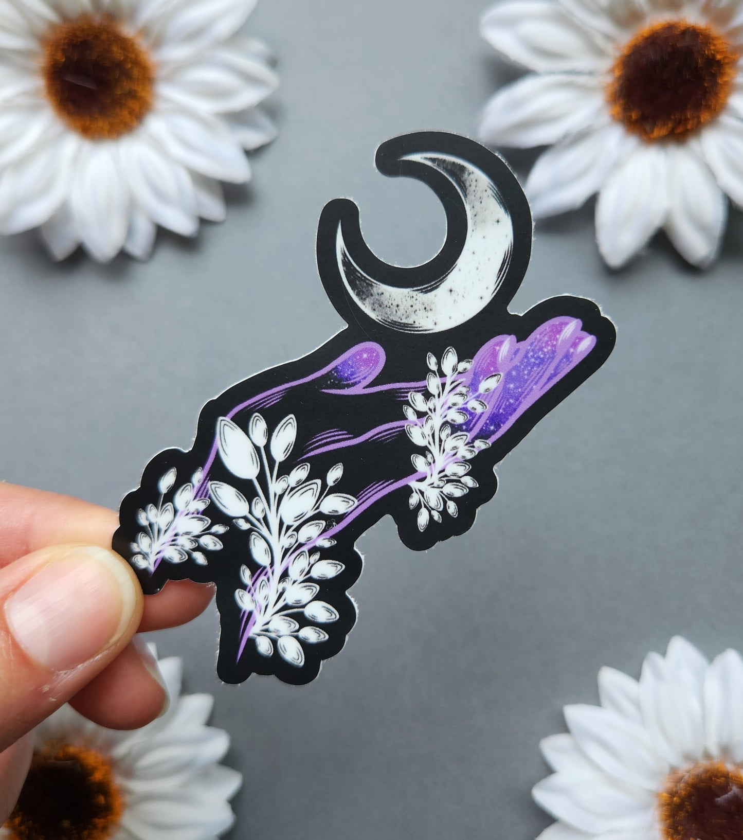 Purple Hand With a Half Moon 2.7x3-inch Sticker