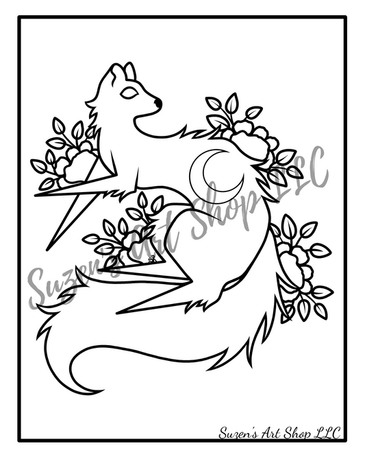 Moon Ferret 8×10-inch Digital Download Coloring Page