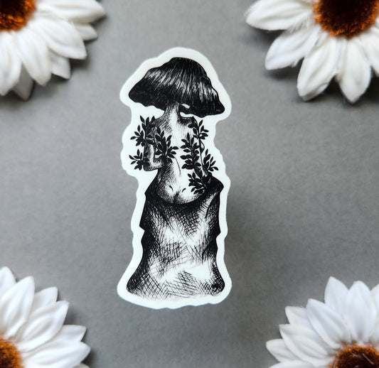 Elegant Mushroom Woman Matte 1.3x3-inch Sticker